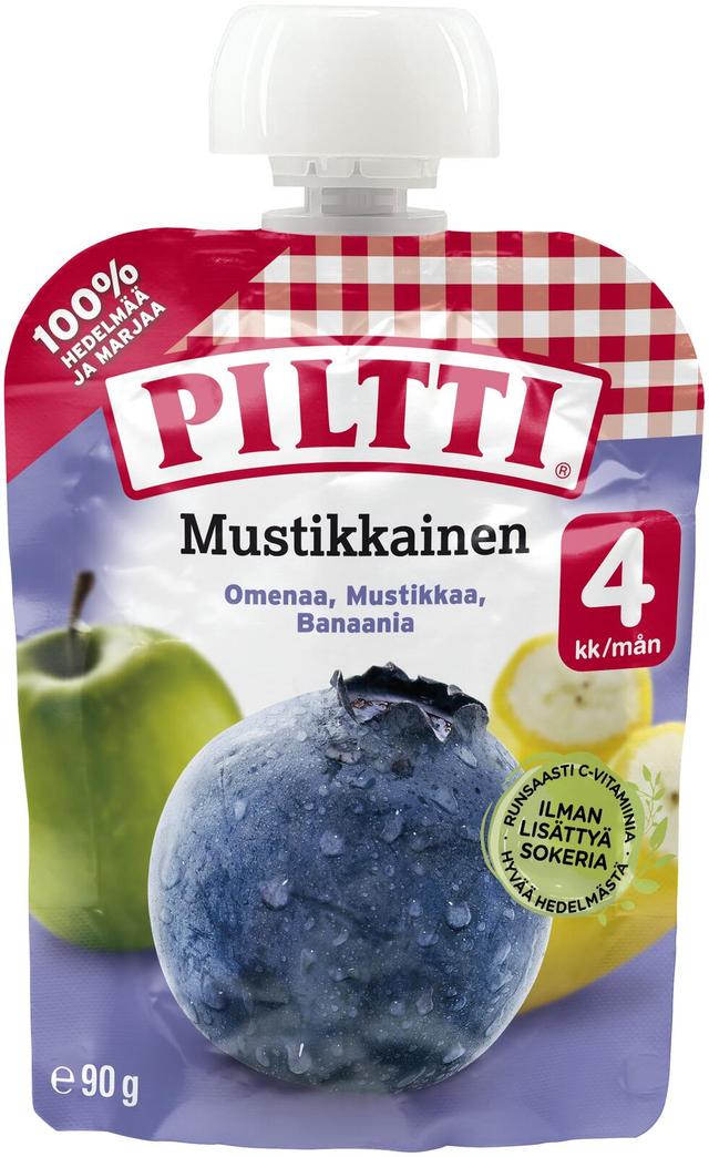 Piltti 90g Mustikkainen hedelmäsose 4kk annospussi