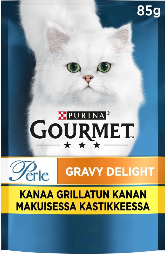 Gourmet 85 g Perle Gravy Delight kanaa ja grillatun kanan makuista kastiketta kissanruoka