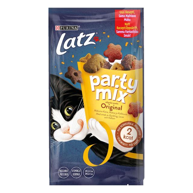 Latz 60g Party Mix snacks Original Mix Kanan, Maksan & Kalkkunan makuinen kissanherkku