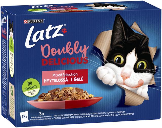 Latz Agail 12x85g Doubly Delicious Mixed lajitelma hyytelössä 4 varianttia kissanruoka