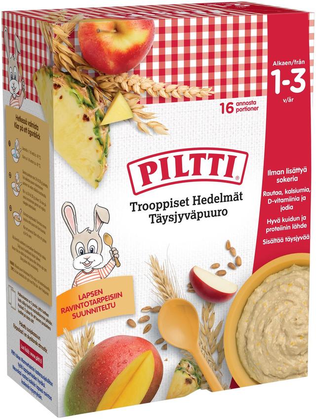 Piltti 2x240g Trooppiset Hedelmät Täysjyväpuuro 1-3v