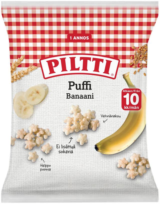 Piltti Puffi 7g Banaanin makuisia vehnänaksuja 10kk