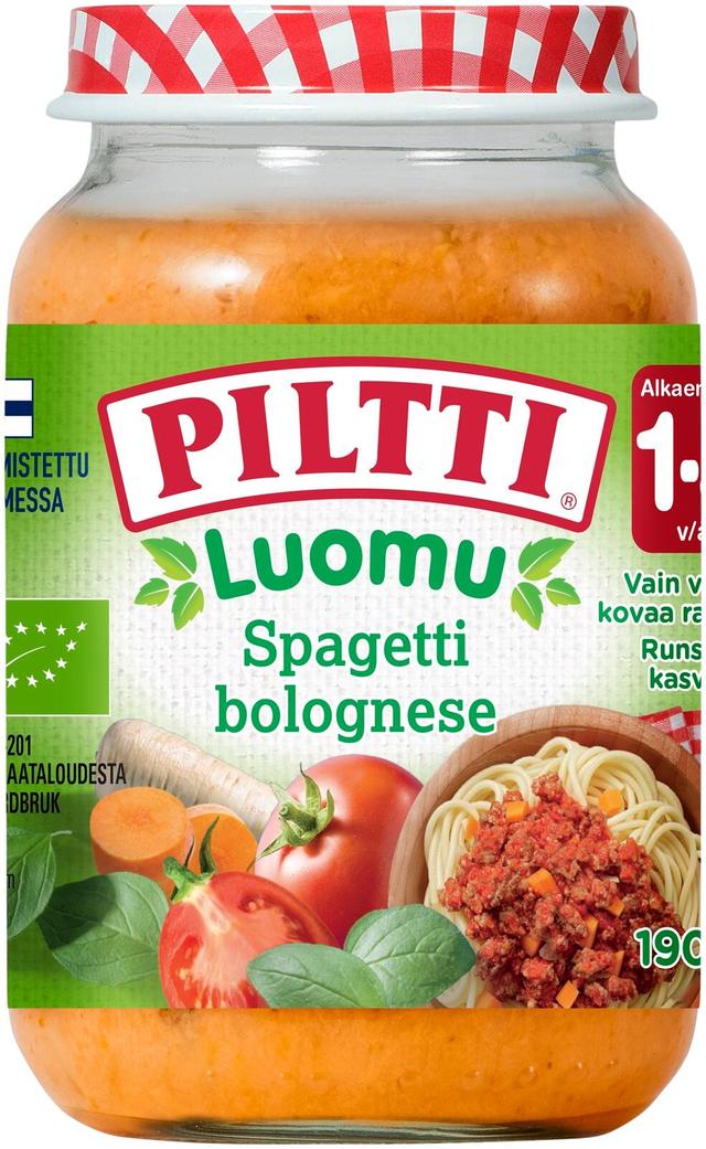 Piltti Luomu 190g Spaghetti bolognese lastenateria 1-3v