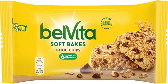 Belvita 50g Soft Bakes Choco Chips välipalakeksi 50g