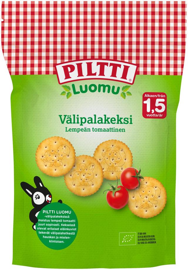 Piltti Luomu 100g Lempeän tomaattinen välipalakeksi 1,5+v