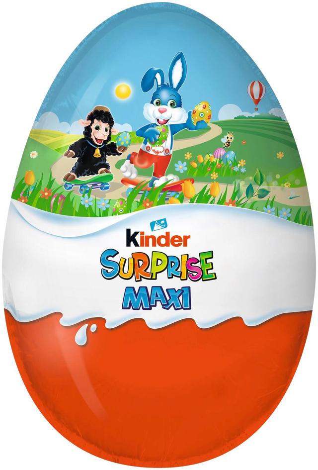 Kinder Maxi Surprise maitosuklaahahmo maitoisalla sisäpinnalla. sisältää lelun 220g pääsiäinen