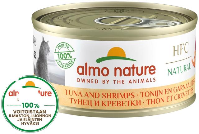 Almo Nature HFC Natural tonnikala & katkarapu kissan täydennysravinto 70 g