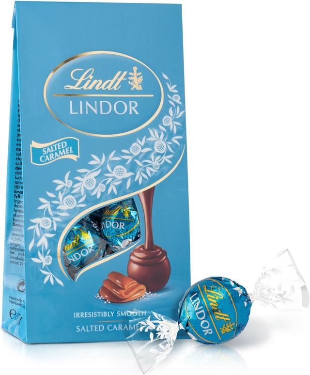 Lindt Lindor Karamelli-merisuola täyte maitosuklaakuula 137g