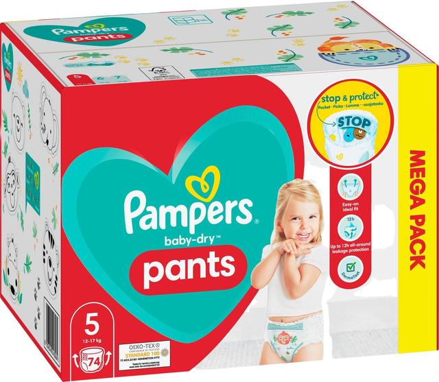 Pampers 74kpl Baby Dry Pants S5 12-17kg housuvaippa