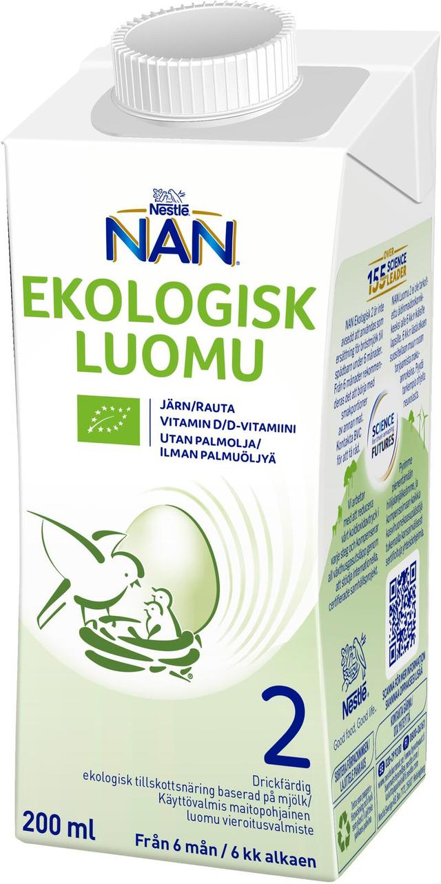 Nestlé Nan 2 Käyttövalmis maitopohjainen luomu vieroitusvalmiste 200ml