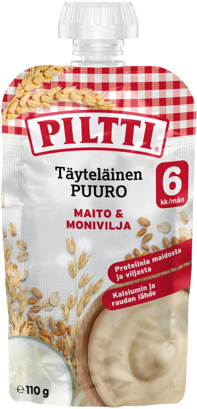 Piltti 110g Täyteläinen puuro Maito & monivilja 6kk