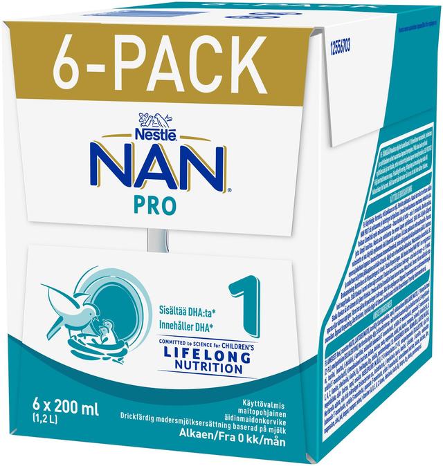 6x Nestlé NAN PRO 1 Äidinmaidonkorvike 200ml