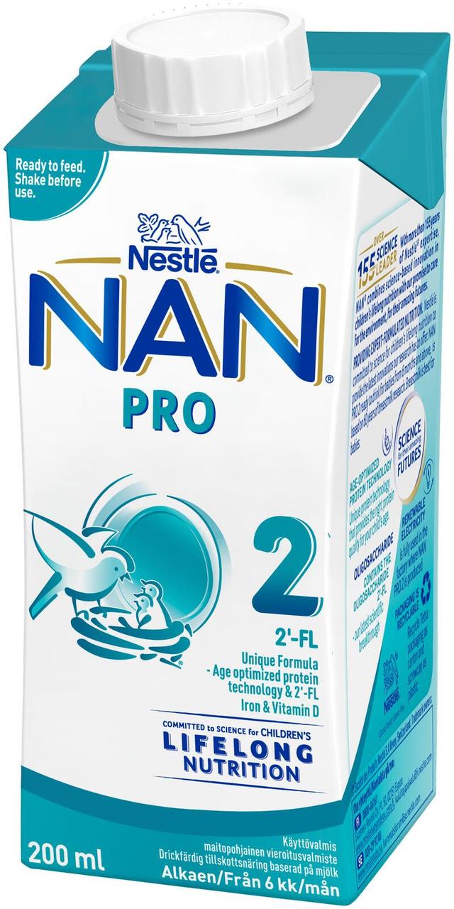 Nestlé Nan 200ml Pro 2 maitopohjainen käyttövalmis vierotusvalmiste