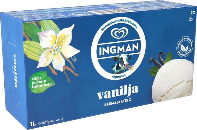 Ingman 1LT / 461g jäätelö kotipakkaus Vanilja