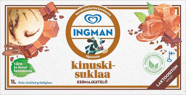 Ingman jäätelöpakkaus kinuski-suklaa 1000ml/485g