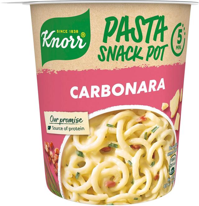 Knorr Carbonara Snack Pot Pastavälipala Pekonikuutioilla 63 g