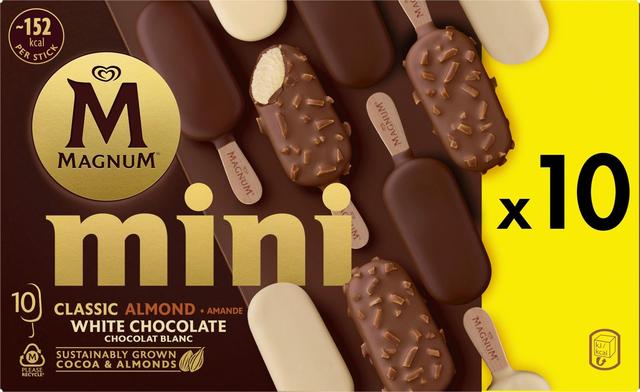 Magnum Mini Classic, Almond & White Chocolate Jäätelö Monipakkaus​ 550ml/422g 10 kpl