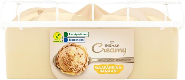 Ingman Creamy Maapähkinä-Banaani Jäätelö Vegaaninen 825ml/442g