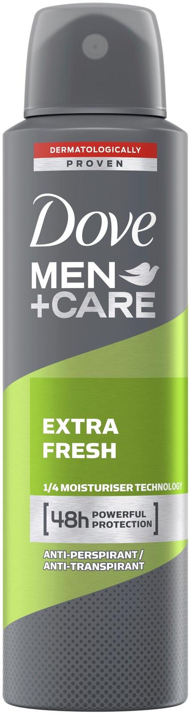 Dove Men+Care Extra Fresh Antiperspirantti deodorantti Spray Miehille 48 h suoja 150 ml