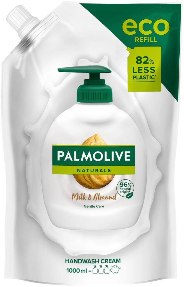 Palmolive Naturals Milk & Almond nestesaippua täyttöpussi 1000ml