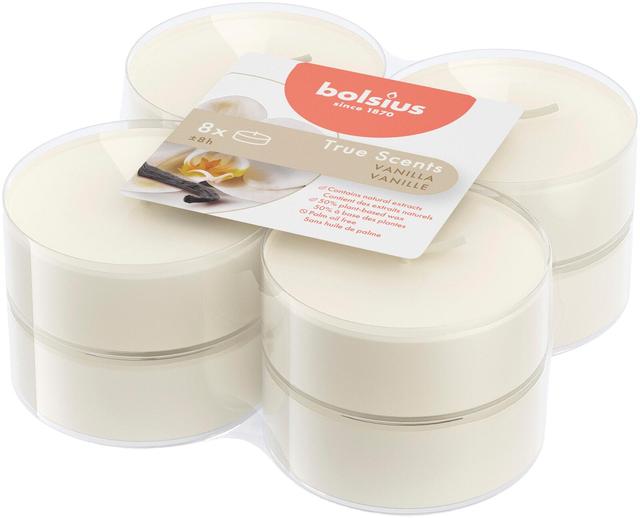 Bolsius True Scents – tuoksulämpökynttilät, maksikoko – Vanilla – norsunluu – 8 kpl/pakkaus