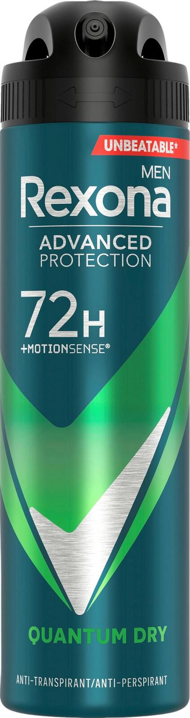Rexona Advanced Protection Quantum Dry Antiperspirantti Deodorantti Spray miehille 150 ml