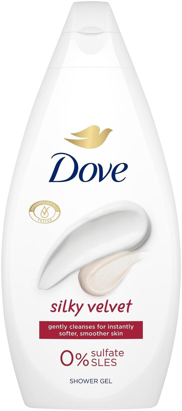 Dove  Silky Velvet Suihkusaippua  0% SLES-sulfaatteja   450 ML