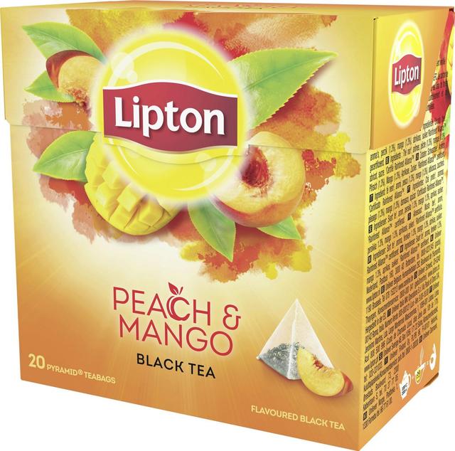 Lipton 20ps Peach Mango pyramidi musta tee