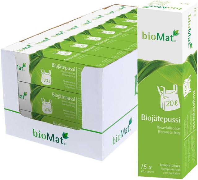 20L bioMat® OK Compost HOME sertifioitu sangallinen biopussi 15kpl 420x500mm