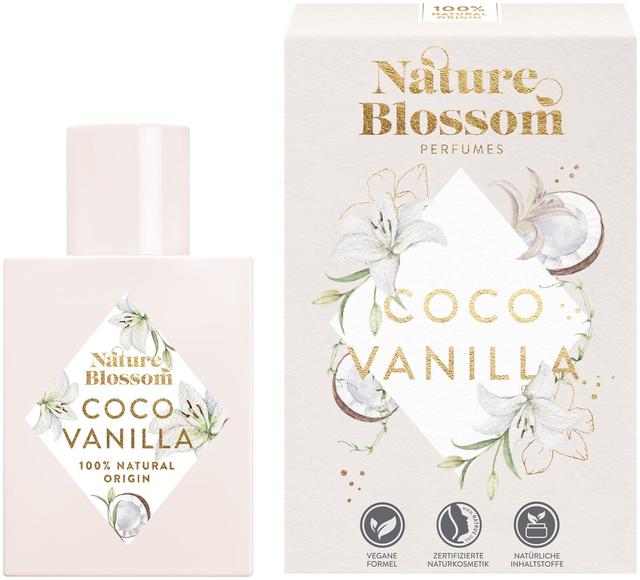 Nature Blossom Coco Vanilla EdP 50 ml, 100% luonnollista alkuperää, 100% vegaani, sertifioitu (www.natrue.org)