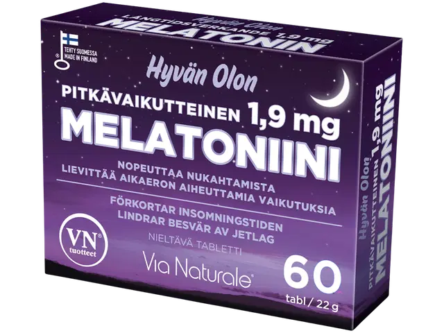 Hyvän Olon Pitkävaikutteinen Melatoniini 1,9 mg 60 tabl Via Naturale