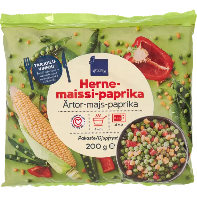 Rainbow 200g herne-maissi-paprika pakaste