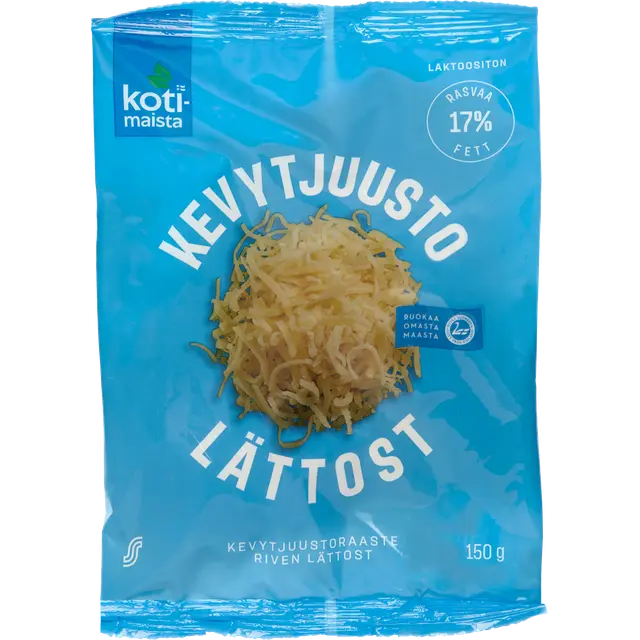 Kotimaista kevytjuustoraaste 17% 150g