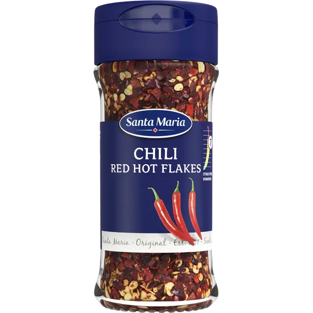 Santa Maria Red Hot Chili Flakes, tulinen rouhittu chiliseos, 28 g