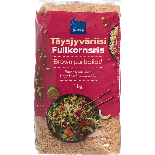 Rainbow pitkäjyväinen täysjyväriisi 1 kg