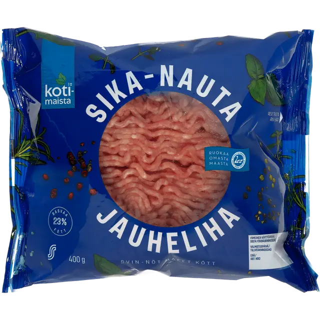 Kotimaista sika-nauta jauheliha 23 % 400 g