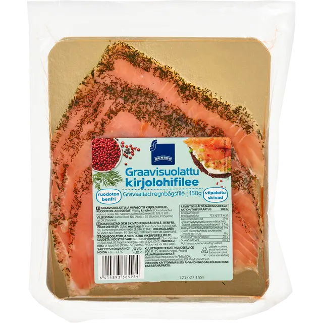 Rainbow graavisuolattu kirjolohifilee viipaloitu 150 g