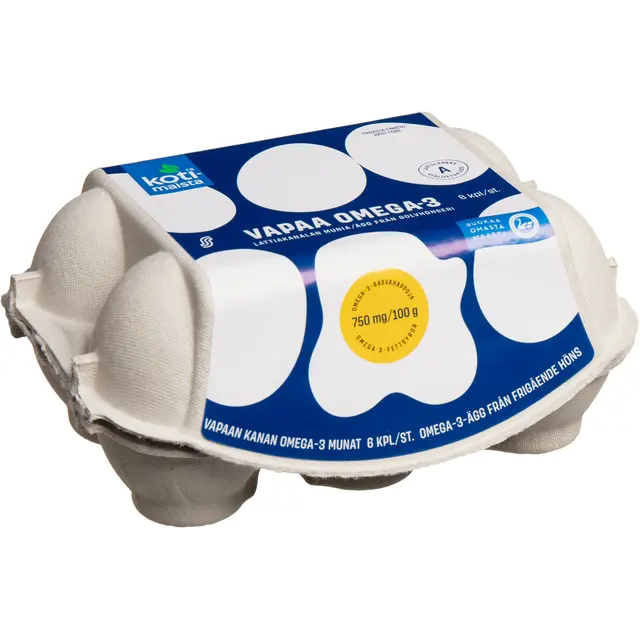 Kotimaista vapaan kanan omega-3 munat M6