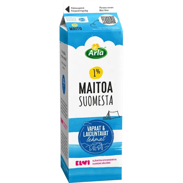 Arla 1% maito 1 L Suomesta