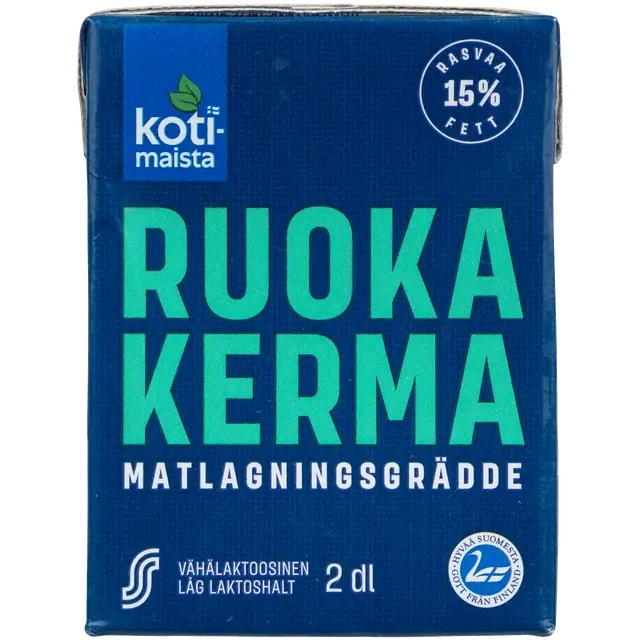 Kotimaista 2 dl vähälaktoosinen 15% UHT ruokakerma