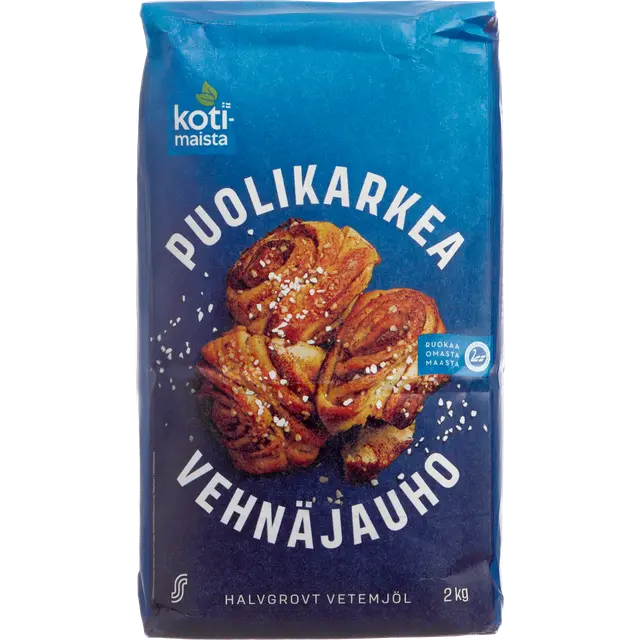 Kotimaista puolikarkea vehnäjauho 2 kg