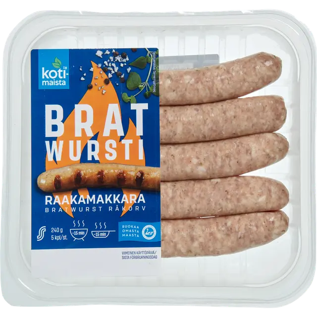 Kotimaista Bratwursti raakamakkara 240g