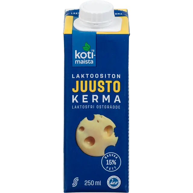 Kotimaista laktoositon juustolla maustettu ruokakerma 15% 250ml