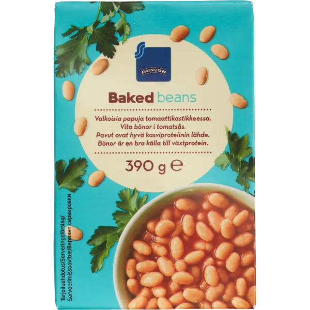 Rainbow valkoiset pavut tomaattikastikkeessa 390 g