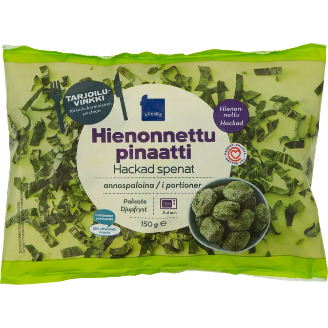 Rainbow hienonnettu pinaatti 150g pakaste