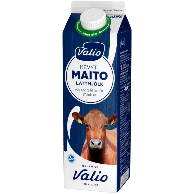 Valio vapaan lehmän kevytmaito 1 l