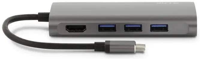 LMP USB-C mini Dock HDMI 3x USB 3.0 Ethernet SD/MicroSD USB-C charging Harmaa