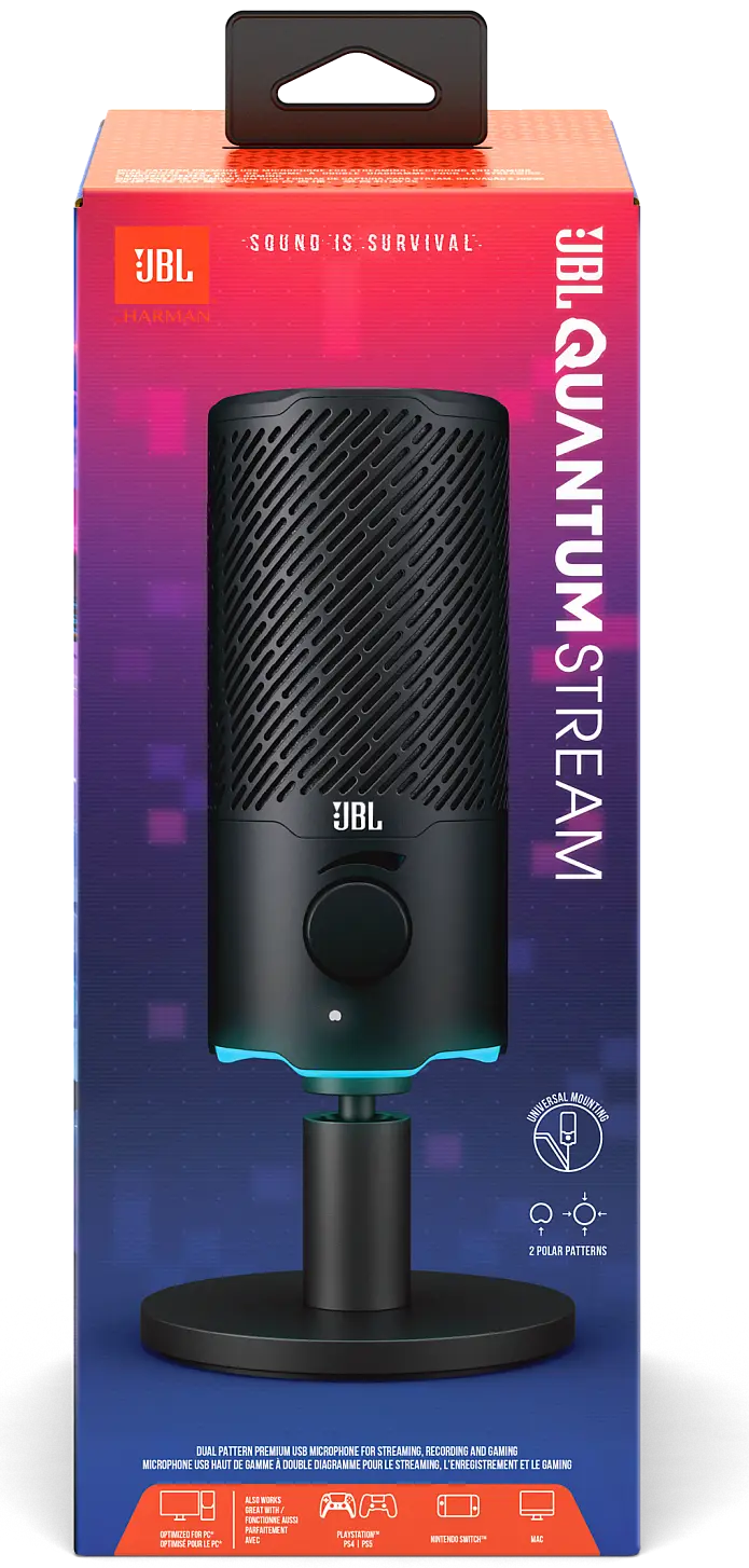 JBL Quantum Stream  Dual pattern premium USB microphone for