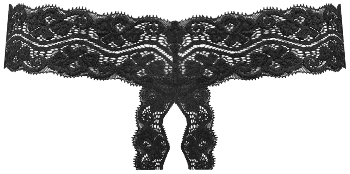Kyra avohaara stringit S/M Black - MUSTA - 1