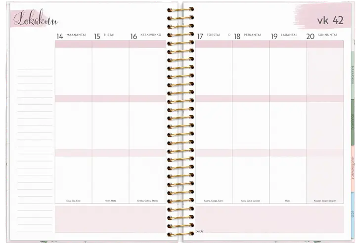 Burde kalenteri 2024 Life Planner Pink